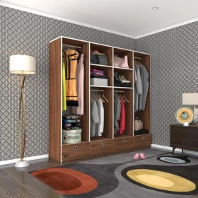 Resim Kenzlife giysi dolabı 4 bölmeli 4 çekmeceli kamil 182*200*42 cvz dolap kapaksız 