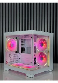 Resim Zoko Tron Beyaz 5x12cm Argb Fanlı M.atx Gaming Akvaryum Kasa 