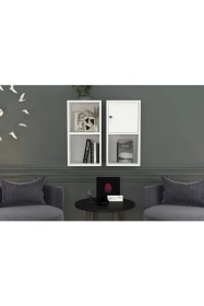 Resim Nettrends Kitaplikli Kapakli Duvar Rafi Beyaz 70 cm DVR-1054-Ç 