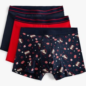 Resim Çok Renkli Baskılı Pamuklu 3'lü Boxer Seti 