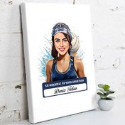 Resim Karikatürlü Kadın Su Topu Oyuncusu Kanvas Tablo 