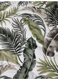 Resim Clasy %100 Pamuk Ranforce Çift Kişilik Yorgan Çift Taraflı Hena V2 Yeşil-beyaz Yapraklı Desenli Kapitoneli Beyaz 