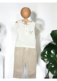 Resim Zekids Erkek Bebek Üçlü Ceketli Pantolonlu Takım-15693 Bej 