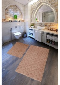 Resim Desenli Tavşan Tüyü Yumuşak 2 Li Banyo Paspası Kaymaz Tabanlı Klozet Takımı Camel Camel 