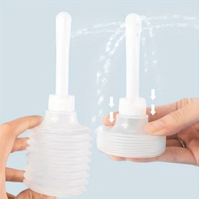 Resim 6.76Oz Taşınabilir İtme Tipi Temizleyici Popo Yıkama Şişesi, Erkekler ve Kadınlar için Sızdırmaz Seyahat Dostu Tasarım, Elde Kullanım, Gizli Temizlik Çözümü, Şık Silindirik Şişe, Şeffaf Malzeme 