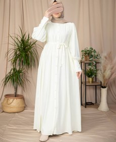 Resim Nissra Ankanoor Medine İpeği Omuz Büzgülü Boydan Düğmeli Ferace 145CM ANKA265130 