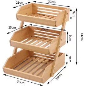 Resim Olivya Bambu 3 Katlı Organizer Tezgah Üstü Sebzelik Meyvelik 