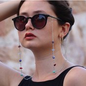 Resim LightCrop Balık Burcu Doğal Taşlı Gözlük Zinciri Ametist - Akuamarin - Varisit - Mercan - Turkuaz 