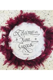 Resim YENİ HEDİYELİK DÜNYAM Isim Yazılı Gelin Tefi, Tüylü, Zilli Deri Def Kına Gecesi, Kırmızı, Bordo, Mavi, Mor, 28 Cm Çap 