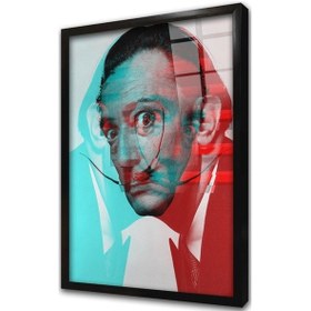 Resim Salvador Dali Glitch Çerçeveli Cam Tablo-173360 