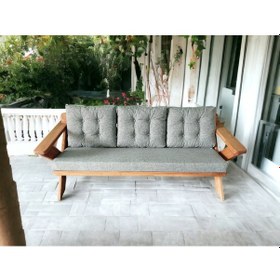 Resim Berlin Masif Ahşap Koltuk Kestane Ağacı-1 Adet Üçlü Koltuk Gri Kt Gri 