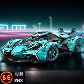 Resim 1330 adet Mavi Spor Araba Yapım Seti, Şık Spor Araba Modeli, Yetişkinler İçin Zorlu Yarış Yapım Seti, Çeşitli Sahnelere Uygun Sevgililer Günü/Doğum Günü Hediyeleri 