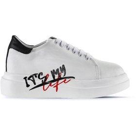 Resim Bueno Shoes Beyaz Siyah Deri Kadın Spor Ayakkabı 01wt4700 