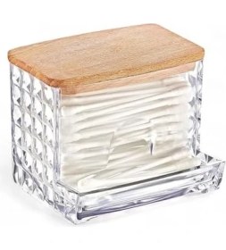 Resim Skygo Ahşap Kapaklı 3'lü Organizer Set, Model Modern Pamukluk Düzenleyici Şık 3'lü Pamukluk Set - Şık ve Fonksiyonel Ahşap Kapaklı 3'lü Organizer Set 