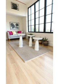 Resim El Yapımı 3 Lü Beyaz Ahşap Mantar Sehpa Takımı Dekoratif Yan Sehpa Seti Beyaz 