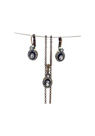 Resim Oval Kesim Zirkon Taşlı Set Beyaz 