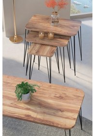 Resim Uslucan Alışveriş Zigon Sehpa Kr Ve Orta Sehpa Kr Set Siyah Ayak Ceviz Tel Çok Renkli 