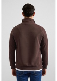Resim Süvari Koyu Kahve Regular Düz Yarım Balıkçı Yaka Sweatshirt Ssw2013700001-kh9 Koyu Kahverengi 