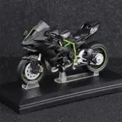Resim CCA 1:12 Ölçekli Çinko Alaşımlı Kawasaki H2r Motor Modeli - Siyah ve Yeşil Aksanlı, Geri Çekmeli Oyuncağı, Erkek Çocuklar İçin Dayanıklı Koleksiyonluk Hediye, Doğum Günü veya Tatiller İçin 