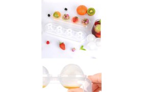 Resim Silikon Tabanlı 4 Bölmeli Şeffaf Buz Kalıbı Yuvarlak Buzluk 