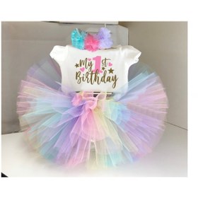 Resim bba new trend Doğum Günü 1 Yaş Tütü Etek Kız Bebek Tütü Etek Ve 1 Yaş Logolu takım 
