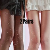 Resim 2 Çift Simli Tayt, Bahar ve Sonbahar için Parıldayan Payet Siyah Külotlu Çoraplar, Çok Yönlü Leggings | Kaprisli Moda | Parlak Bitiş 