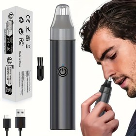 Resim USB şarj edilebilir burun ve kulak kılı düzeltici - ağrısız, sessiz çalışma, erkekler ve kadınlar için uygun 500mA pil, paslanmaz çelik başlık, el tipi, kablosuz şarj, burun kılı düzeltici, dudak kılı düzeltici 