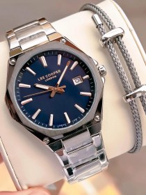 Resim Lee Cooper İtalyan Tasarım Bileklik Hediyeli 2 Yıl Garantili 5 Atm Erkek Kol Saati Elc.08252.690 Gümüş 