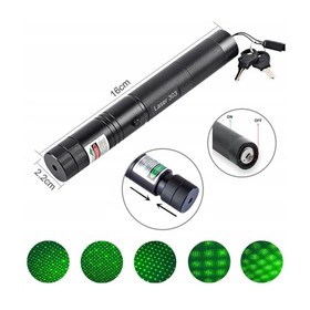 Resim PowerMaster OM-1201 18650 Pilli Şarjlı Anahtar Emniyetli Yeşil Lazer Pointer (50 KM) 