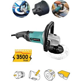 Resim Germany Style 3500 Watt Profesyonel 6 Kademeli Devir Ayarlı Zımpara Pasta Cila Polisaj Makinesi 180 mm 