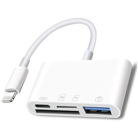 Resim Gajeena Type-c Cihazlar İçin Dörtlü Usb/sd/tf Kart Okuyucu + Şarj Fonksiyonu - Fotoğraf Paylaşımı, Kamera Veri Transferi - Beyaz Kutulu Adaptör 