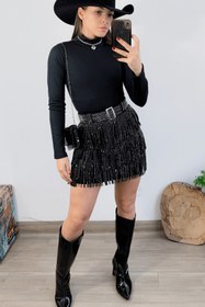 Resim Taş Detaylı Mini Etek - ONE SIZE (36-40) 