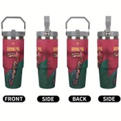 Resim 1 adet Ronaldo 30oz Yalıtımlı Paslanmaz Çelik Su Şişesi - Büyük Kapasite, Kamp ve İş için Mükemmel, Futbol Temalı Tasarım ile Akıllı Desenler, Karışık Renkler, Sadece Elde Yıkanabilir, Spor Su Şişesi | Futbol Fanı Ekipmanı | Dayanıklı Su Konteyneri 