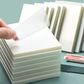 Resim 100 adet Şeffaf Yapışkan Notlar - Su Geçirmez, Orta Boy Kare Not Defterleri Öğrenciler & Ofis Kullanımı İçin 