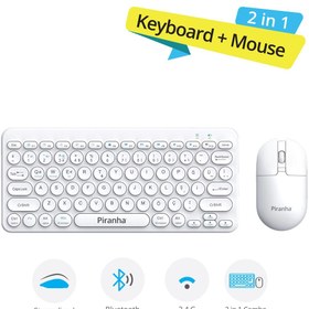 Resim Piranha 2382 Kablosuz Türkçe Q Klavye ve Mouse Seti / Bluetooth & 2.4G / Windows - macOS - Android 