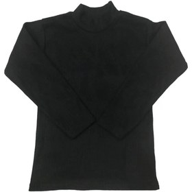 Resim Lushen Likralı Yarım Balıkçı Yaka Uzun Kol Unisex Çocuk Siyah Body 