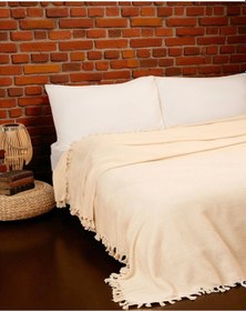 Resim Doğal Pamuk , Yumuşak , Çok Amaçlı Örtü , Koltuk Örtüsü , Battal Boy Pike 240 X 260 Cm - 4 - Natural Krem Krem 