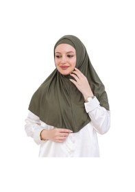 Resim Modish Group Hazır Türban & Başörtü Viskon Bone Setli Rahat Tesettür Şal İslami Giyim - Krem Haki 