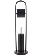 Resim Maxiflow Siyah Ayaklı Banyo Tuvalet Kağıtlık Ve Fırçalık Seti 