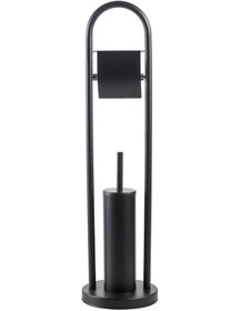 Resim Maxiflow Siyah Ayaklı Banyo Tuvalet Kağıtlık Ve Fırçalık Seti 