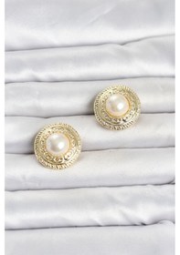Resim Gold Renk İncili Model Düğme Veya Manşet Broşu - Ebj260516w42334 Altın - Gümüş 