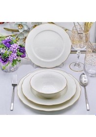 Resim Kütahya Porselen İlay Yaldızlı 24 Parca 6 Kişilik Krem Yemek Takımı 