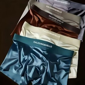 Resim Erkek iç çamaşırı 5'li paket, düz erkek şortları, spor külotu baskılı, örme yumuşak, şekilli ve rahat hissettiren 