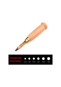 Resim Xindoker Ahşap Saplı Deri Delme Seti - 6 Uçlu Pirinç Delgeç, 1.5mm-4mm Delik Çapı, Dikiş Ve El Sanatları İçin 