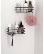 Resim Teknotel ST281H Yapışkanlı Kancalı Banyo Rafı 2 Adet Mat Siyah 