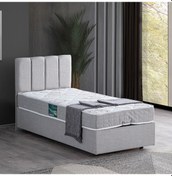 Resim Setaymobilya Baza, Tek Kişilik Defne Baza+Başlık +Comfort Yatak Seti, Açık Gri 