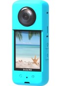 Resim Butu Insta360 One X3 Aksiyon Kamerası İçin Silikon Kılıf Lens Kapaklı Düşmeyi Önleyici Koruyucu Kılıf - Mavi 