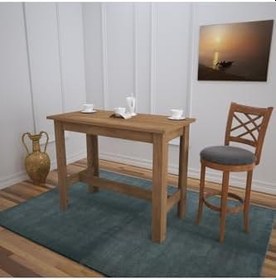 Resim Barra Bar Masası Yüksek Yemek Masası, Koyu Meşe, 120X60 