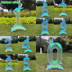 Resim 2 adet, taç ve taban ile 1 adet 101.6 cm şeffaf büyük dijital balon + 1 pipet, alüminyum folyo malzeme, doğum günü partisi dekorasyonu, fotoğraf aksesuarları, yıldönümü kutlamaları, Sevgililer Günü, Yeni Yıl kutlamaları için uygun, iç mekan ve dış mekan kullanımı 