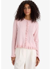 Resim Defacto Regular Fit Bisiklet Yaka Hırka F7163ax25hspn189 Pembe 